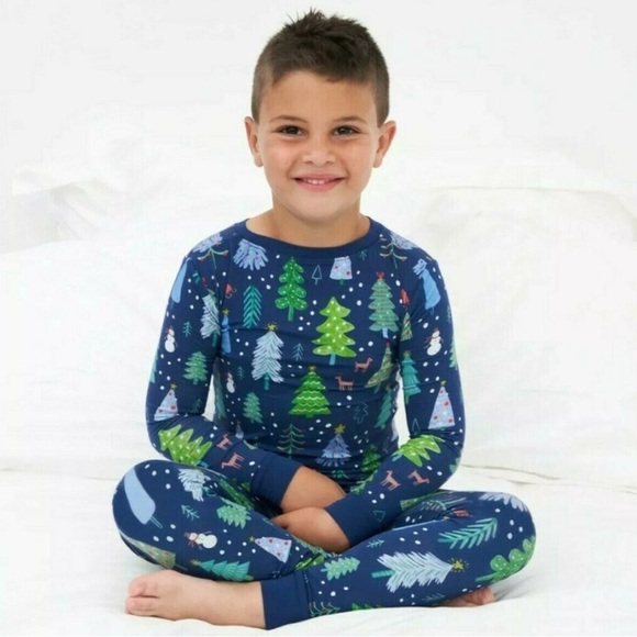 Little Sleepies Navy Twinkling Trees Two Piece Pajama Set 12-18 Months - Picture 1 of 7